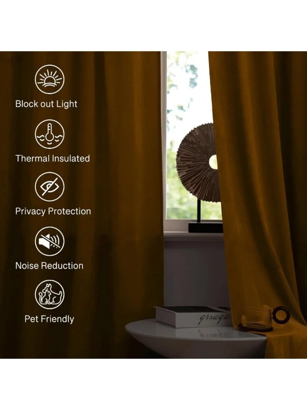 Luxurious Mustard Gold Velvet Room Darkening Curtains, 105” Long, 2 Panels